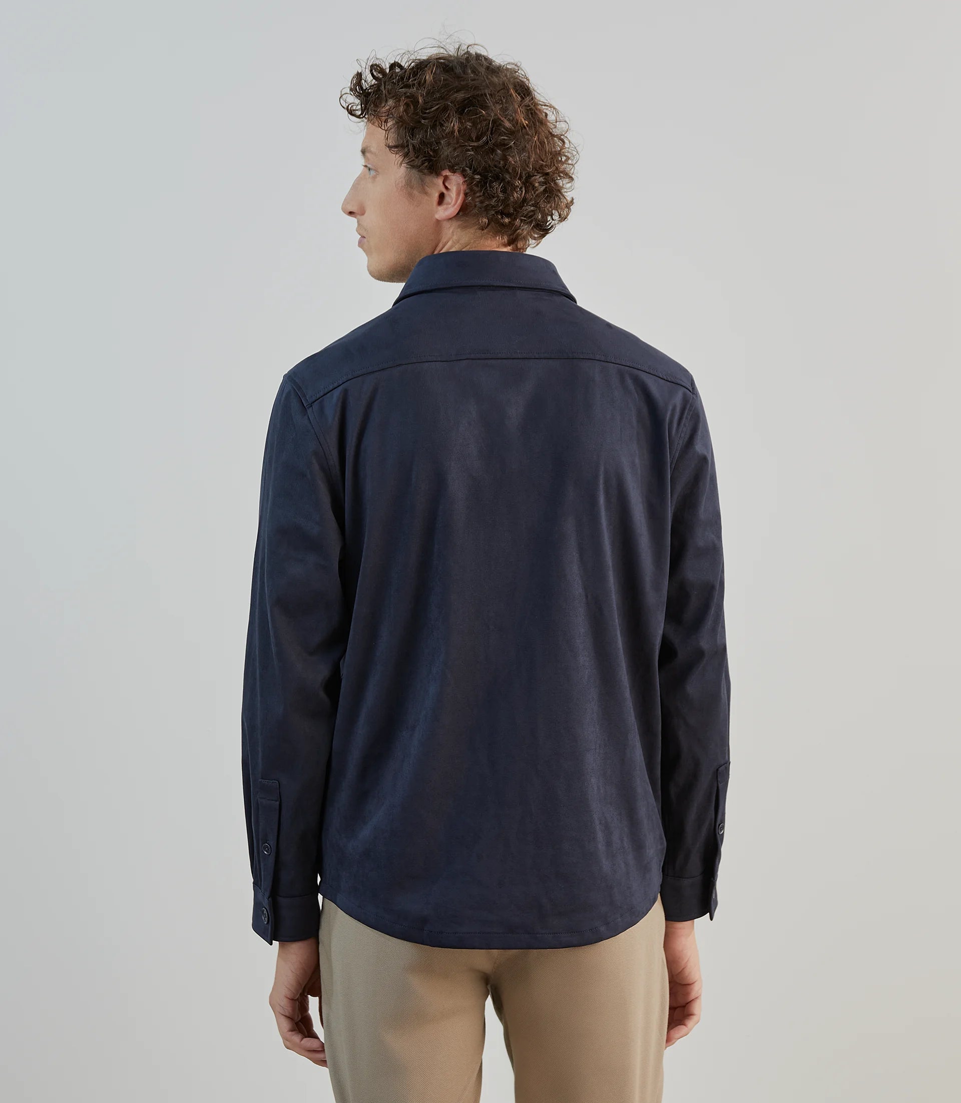 Chemise casual en suède marine - IZAC
