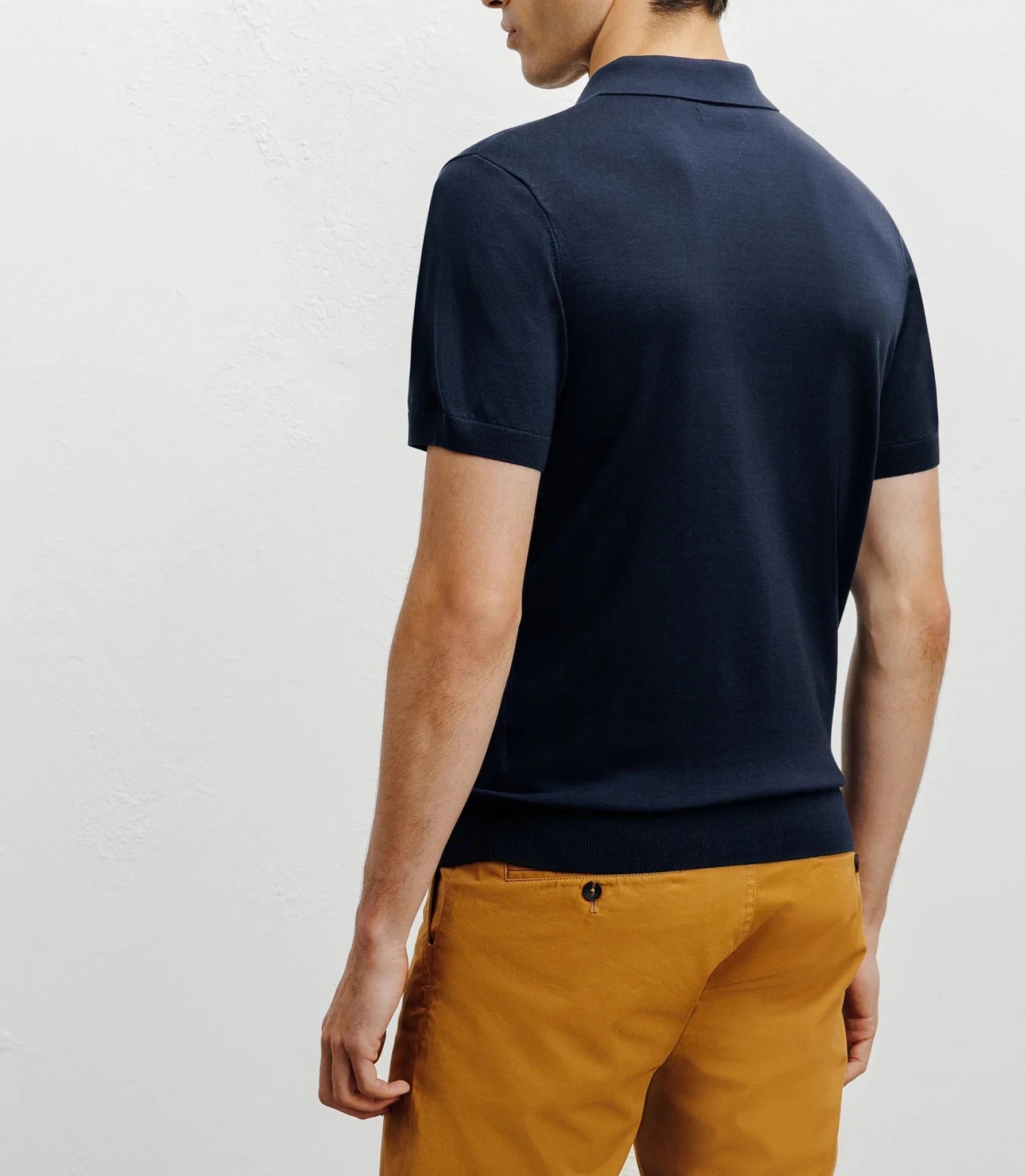 Polo col ouvert en maille bleu - IZAC
