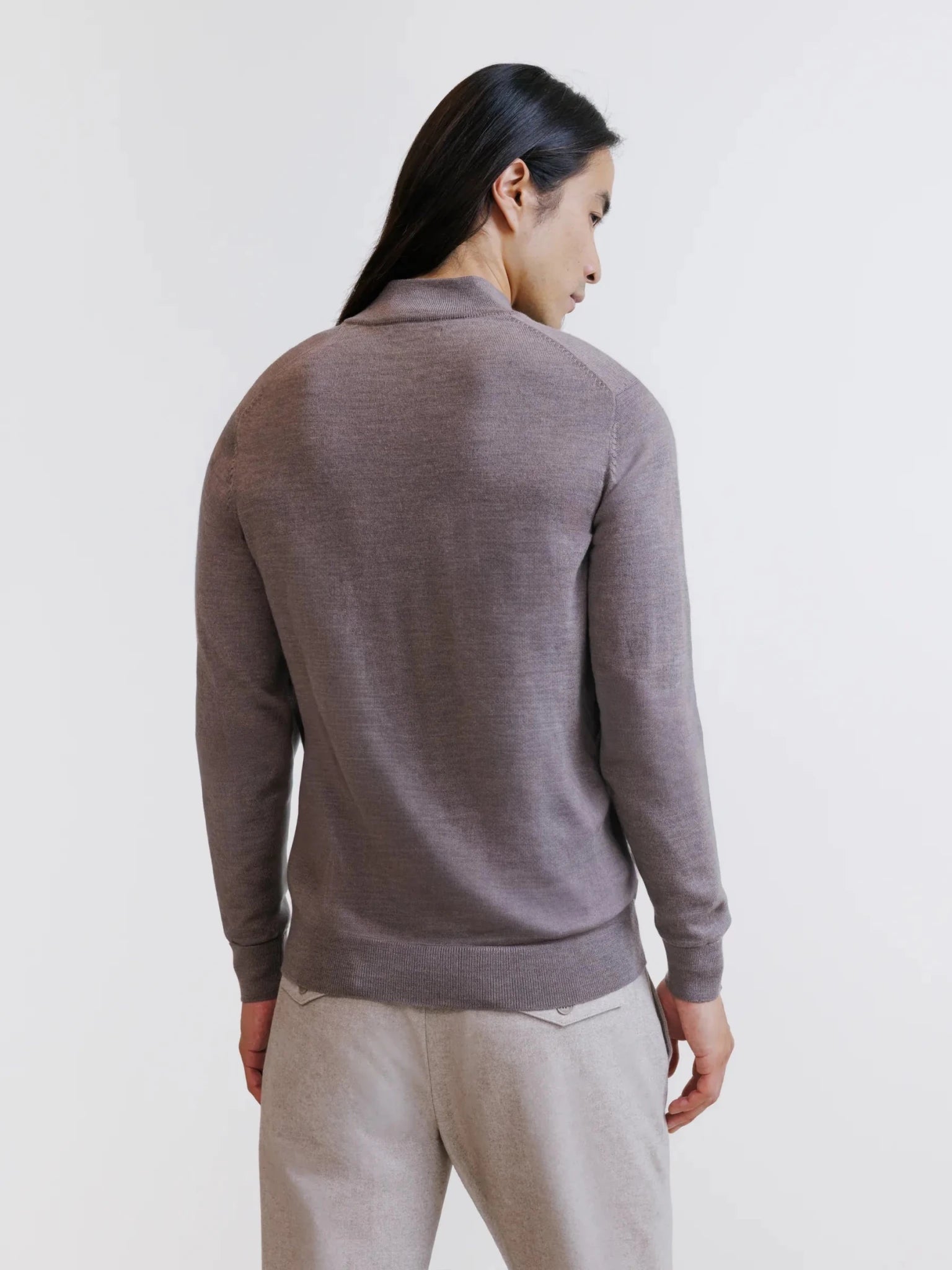 Chestnut Merino Wool Half-Zip Jumper