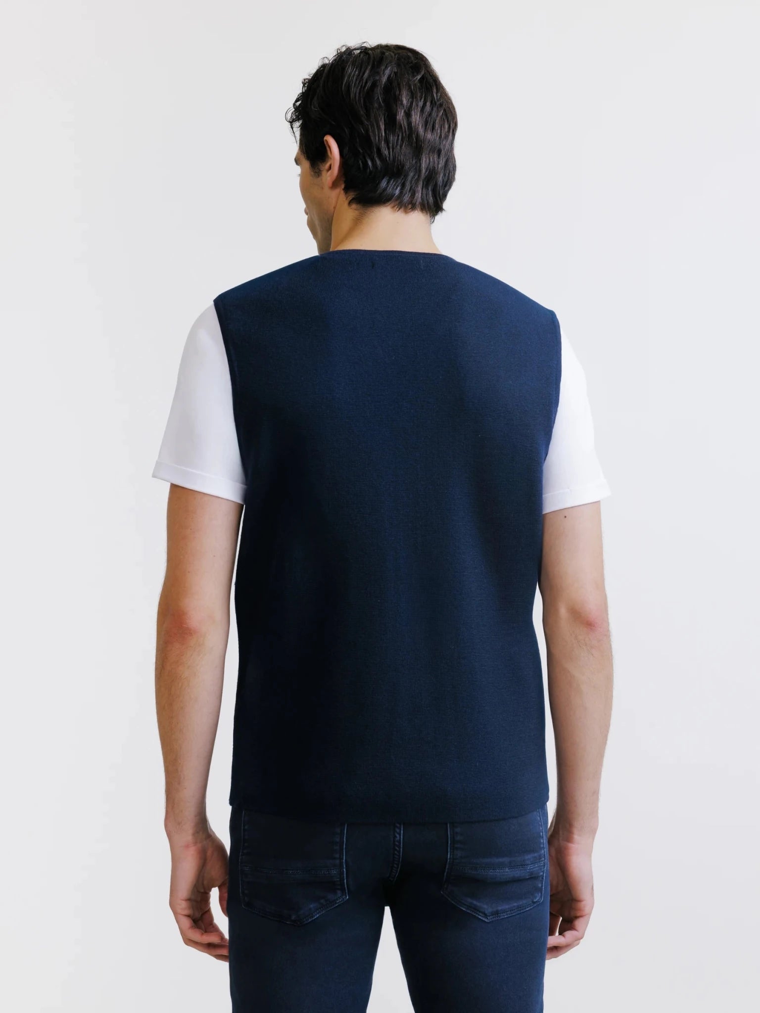 Gilet sans manche en maille marine