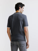 Charcoal knit polo shirt