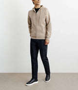 Beige mesh hoodie with zip fastening