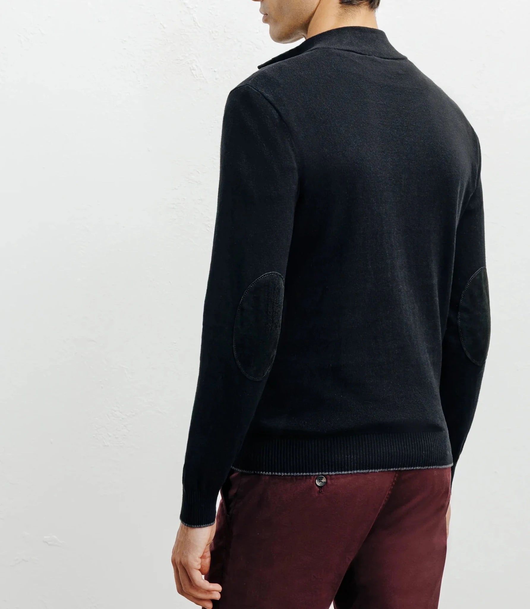 Black half-zip stand-up collar sweater