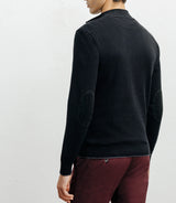 Black half-zip stand-up collar sweater