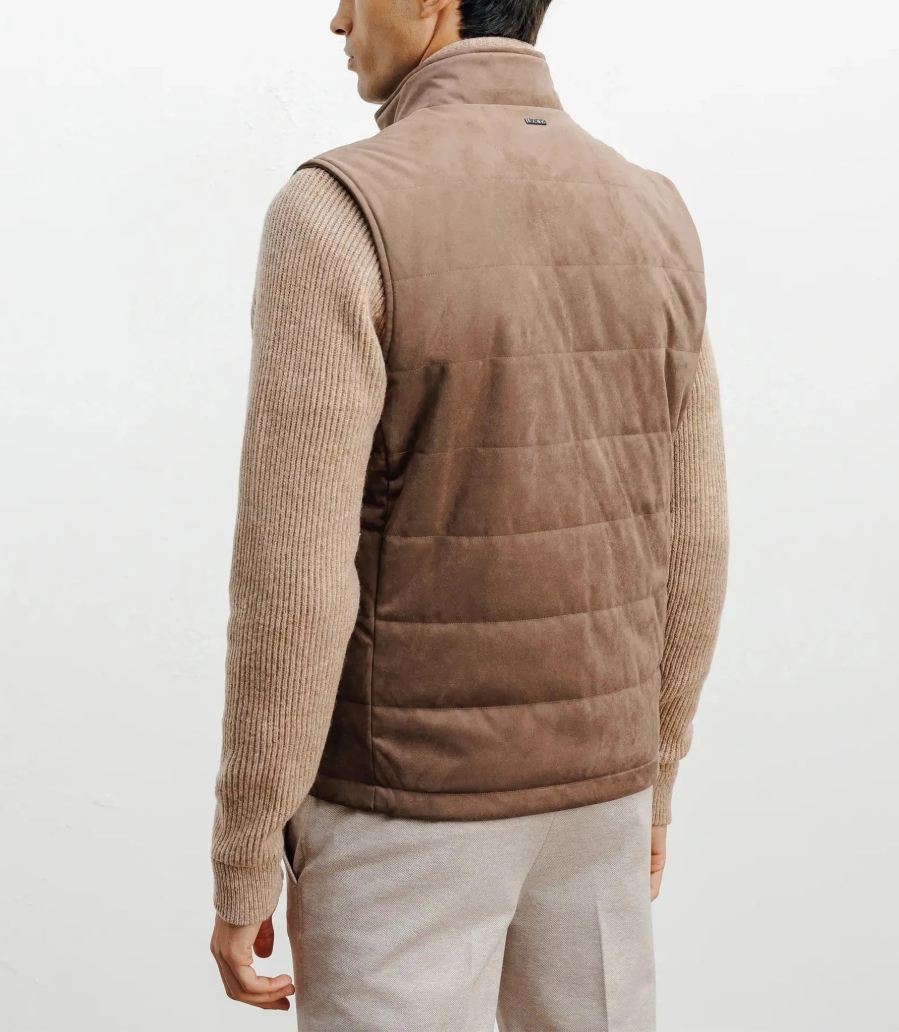 Taupe sleeveless down jacket