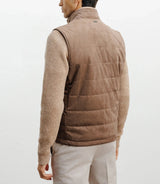 Taupe sleeveless down jacket