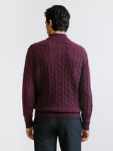 Pull col montant demi-zip bordeaux