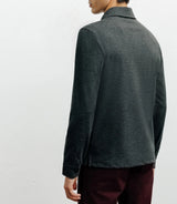 Long-sleeved button-down polo shirt anthracite