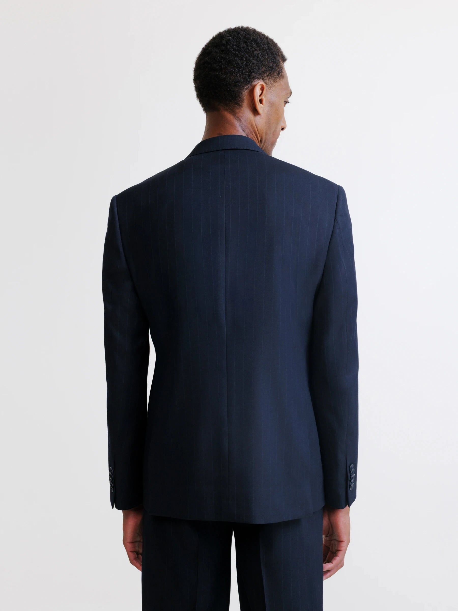 Costume croisé rayé marine