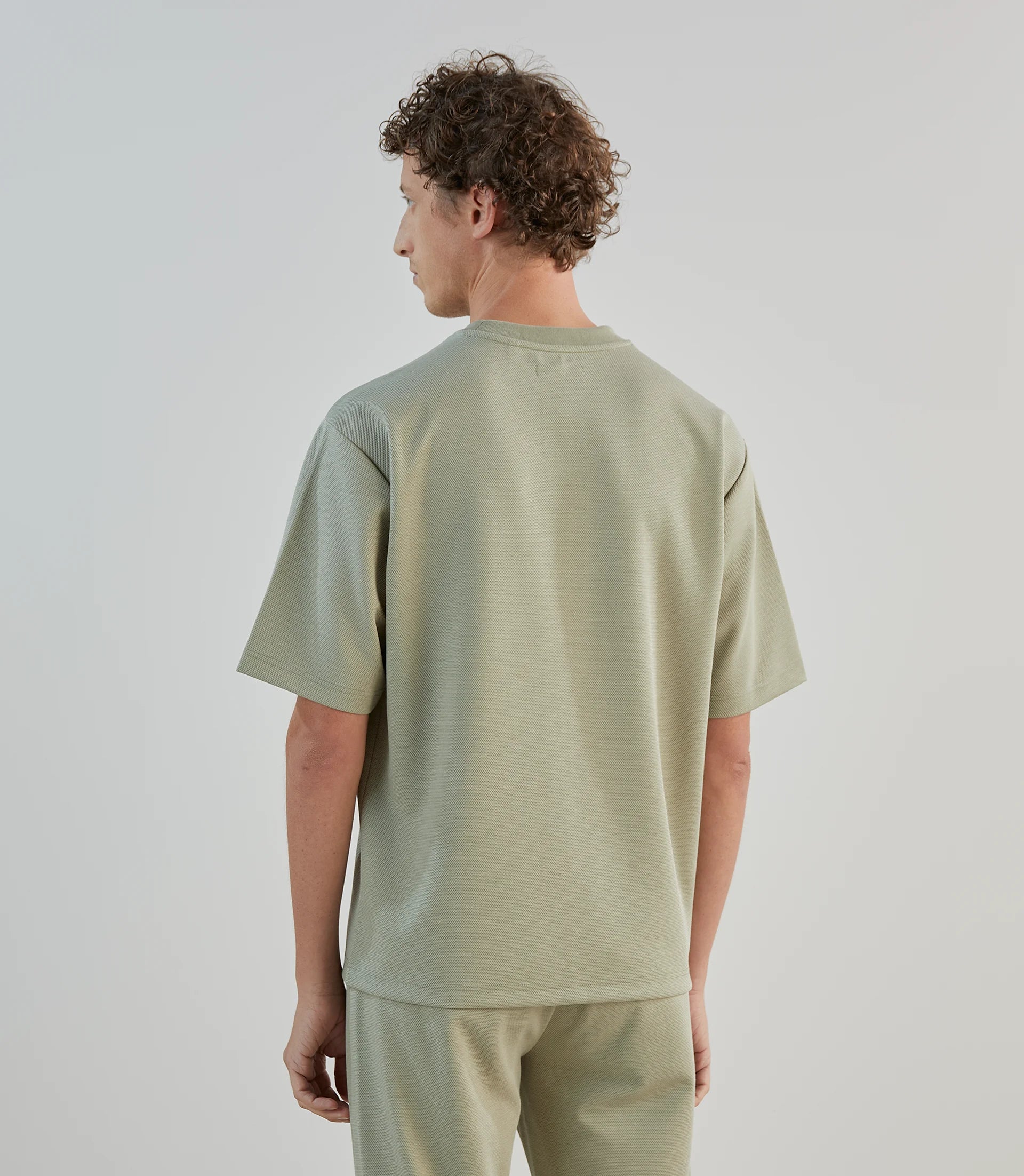 T-shirt col rond en jeu de points kaki - IZAC