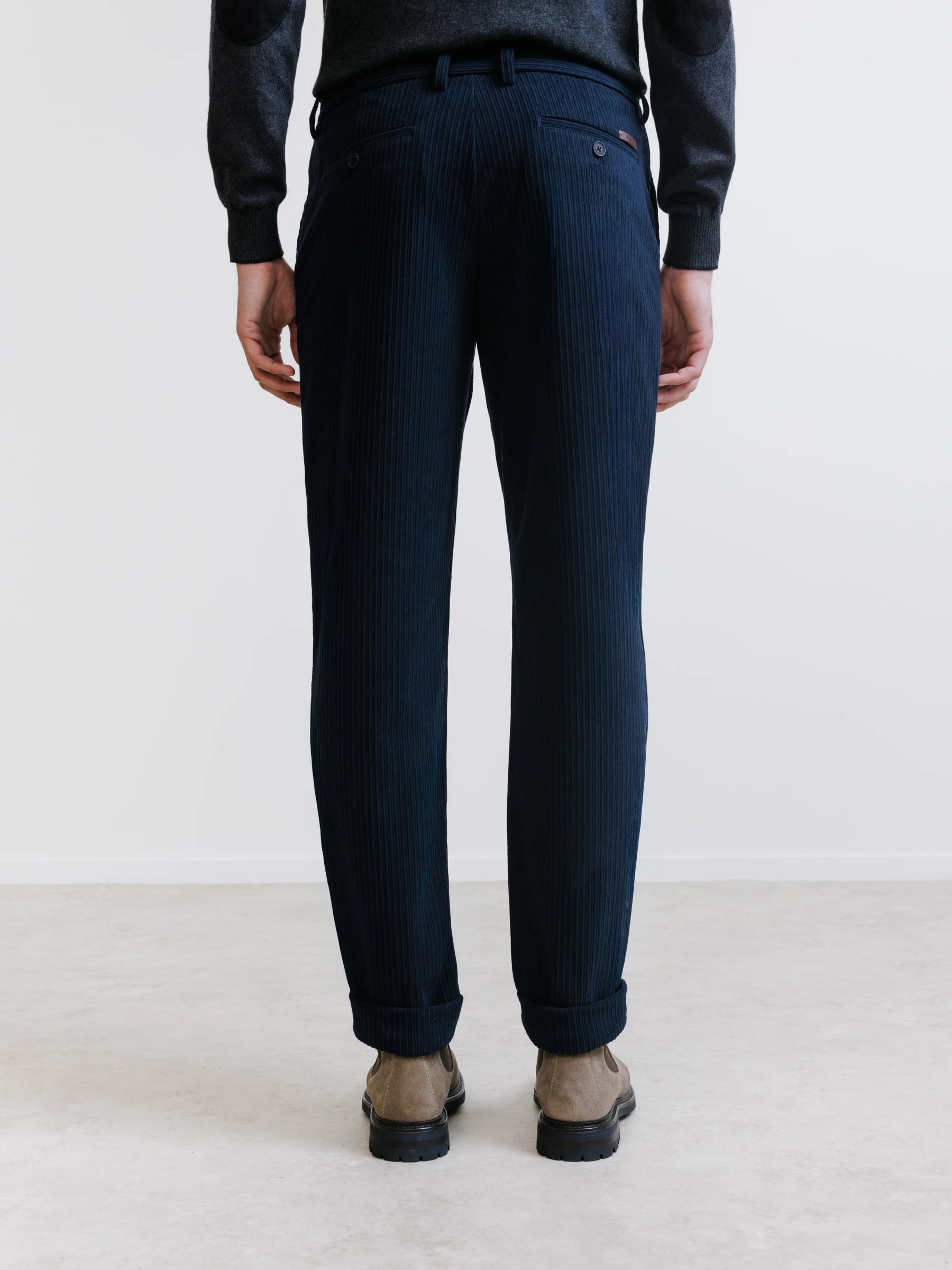Navy velvet trousers