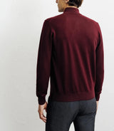 Pull à col demi zippé mérinos bordeaux