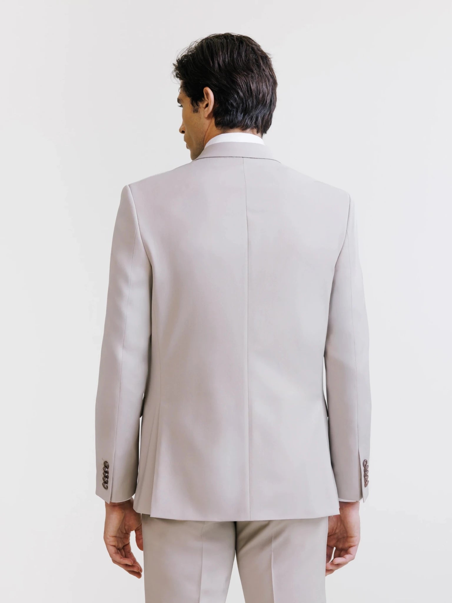 Costume 2 boutons en laine majoritaire beige - IZAC