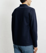 Long-sleeved open-neck polo shirt navy