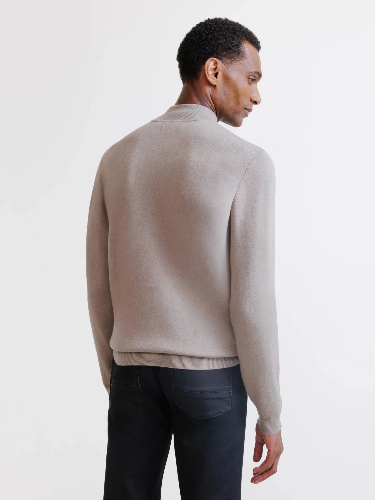 Pull à col demi-zippé taupe - IZAC