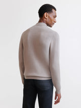 Pull à col demi-zippé taupe