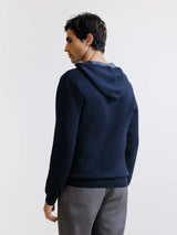 Hoodie en maille à capuche demi-zippé marine