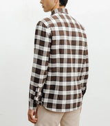 Brown small-check casual shirt