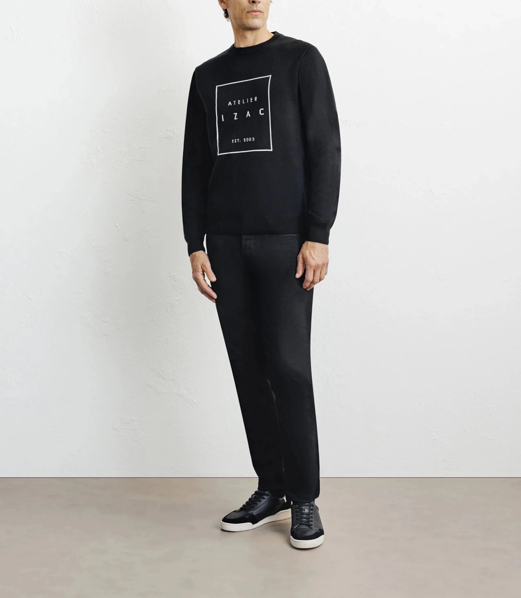 Pull col rond fantaisie noir - IZAC