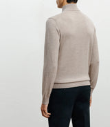 Pull col cheminée mérinos beige