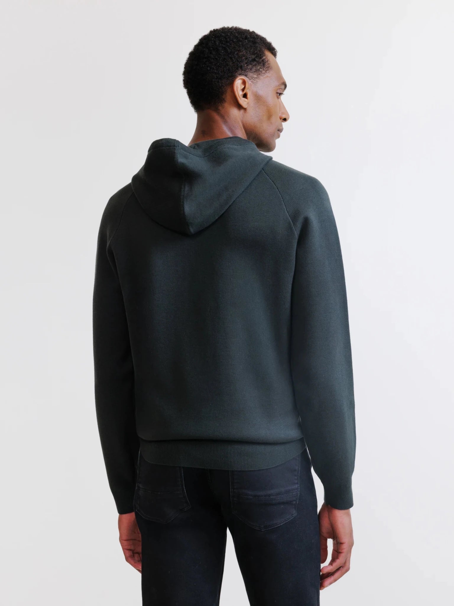 Pull à capuche en maille kaki foncé