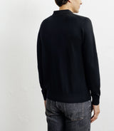 Pull col polo en laine mérinos noir