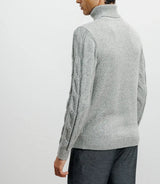 Pull col roulé torsadé gris chiné