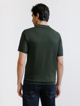 Open-knit polo shirt in medium green