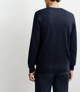 Pull col rond jeux de points marine