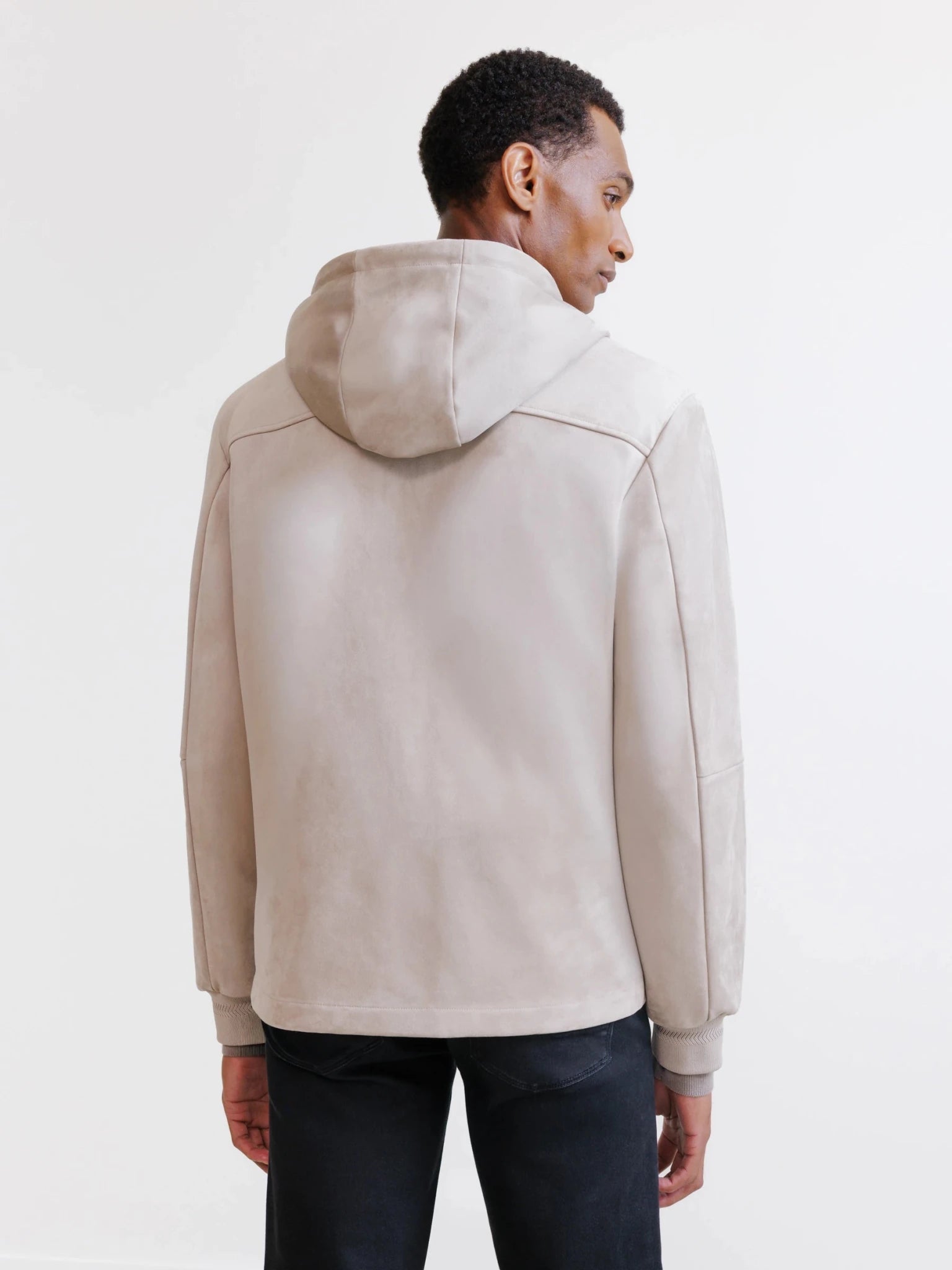 Beige suede hooded jacket