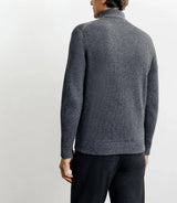 Anthracite trucker-collar wool sweater