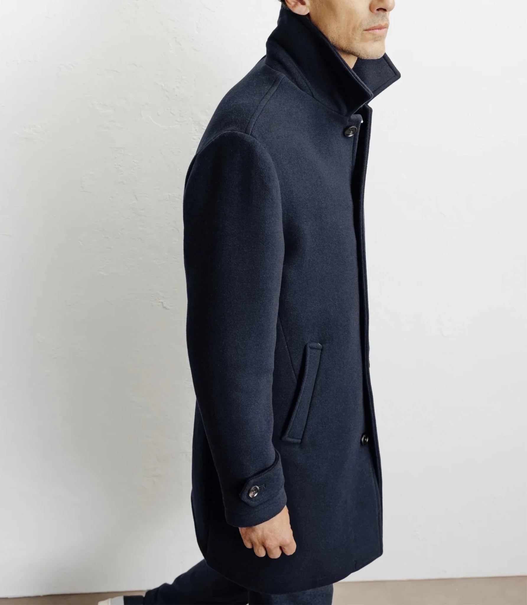 Manteau long droit marine - IZAC