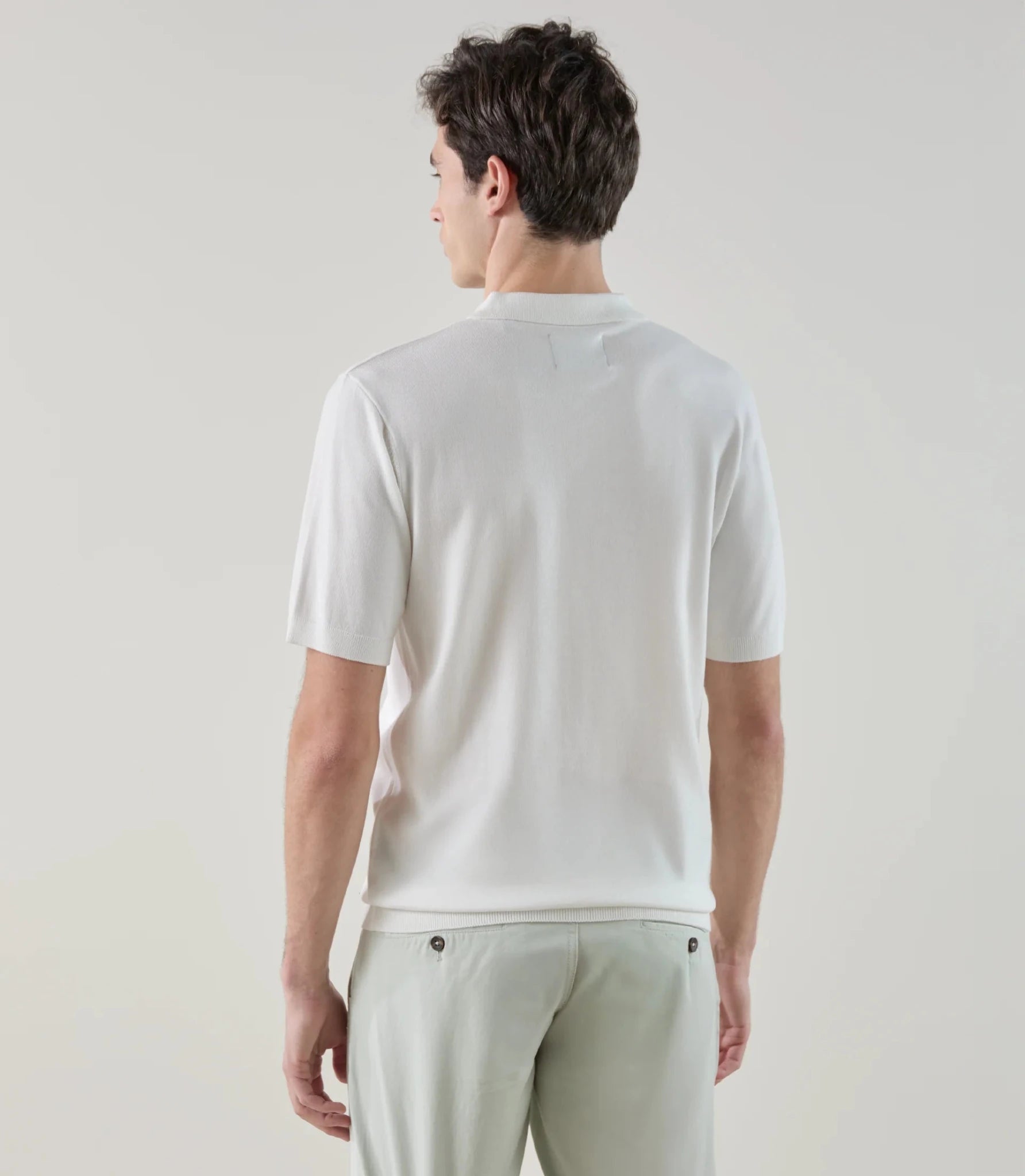 Polo col boutonné en maille écru - IZAC