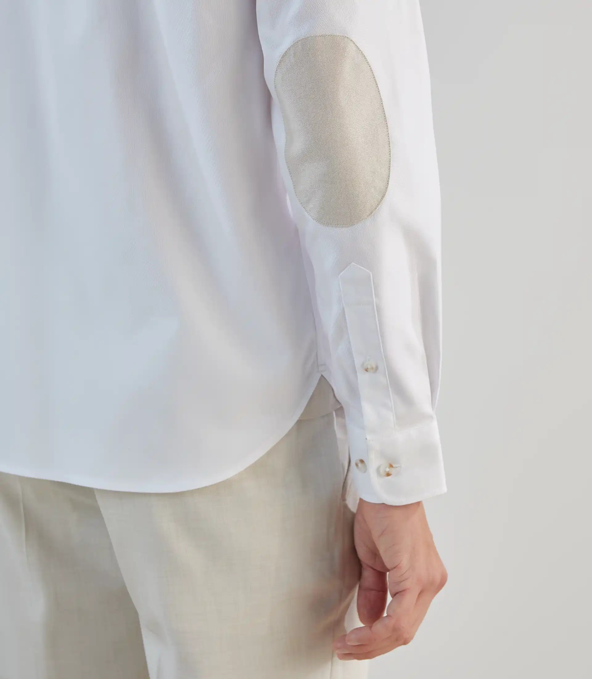 Chemise col mao avec coudières blanche - IZAC