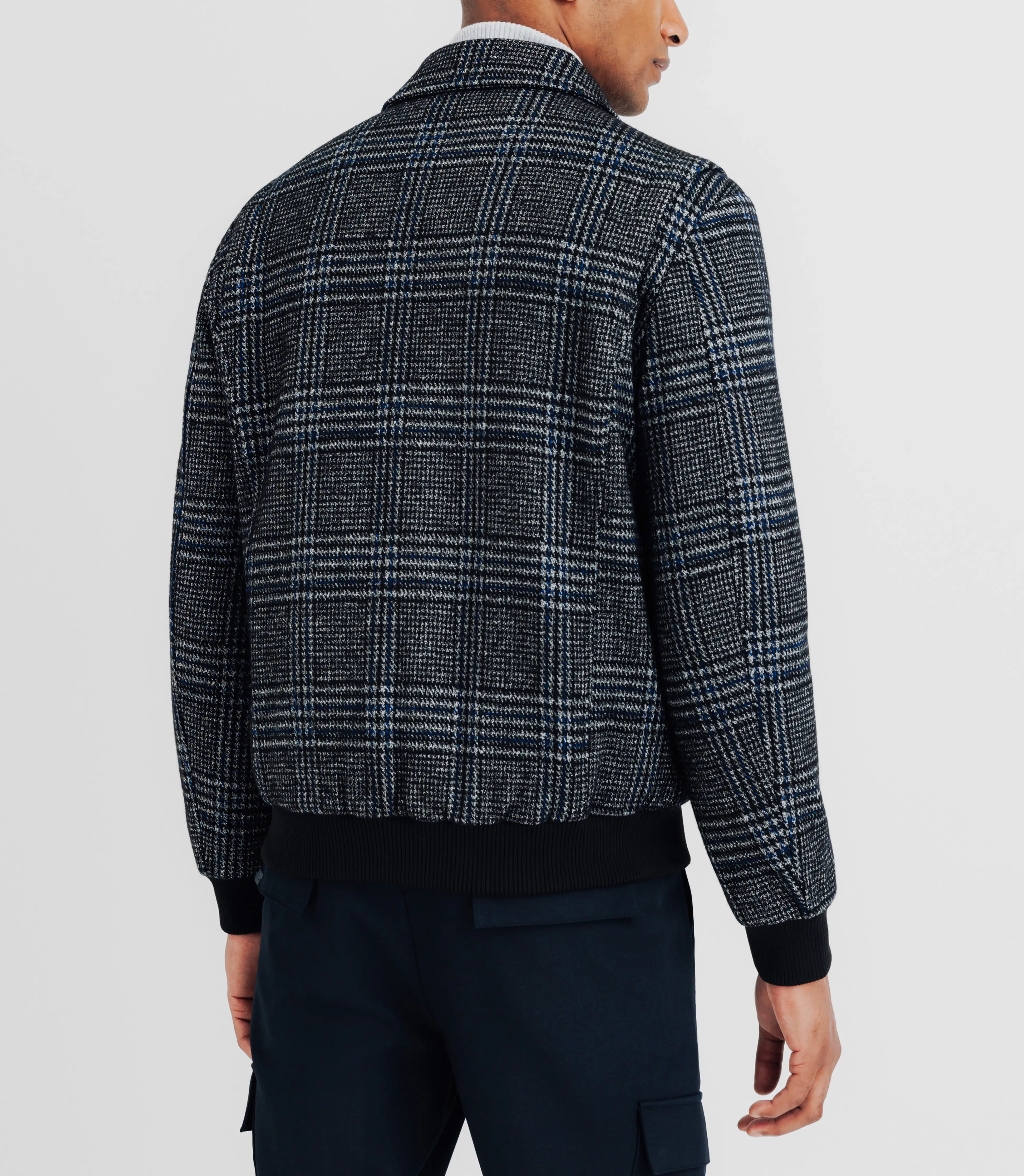 Blouson en laine col chemise marine - IZAC