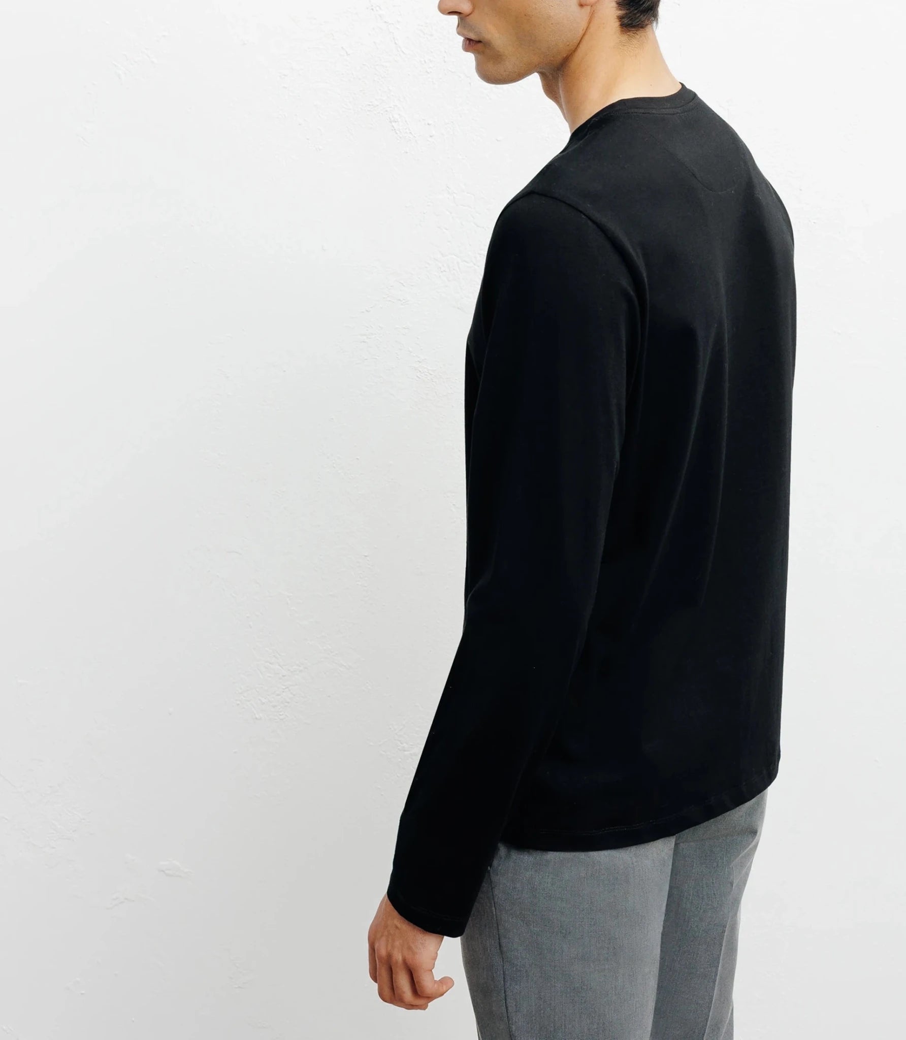 T-shirt col rond manches longues noir - IZAC