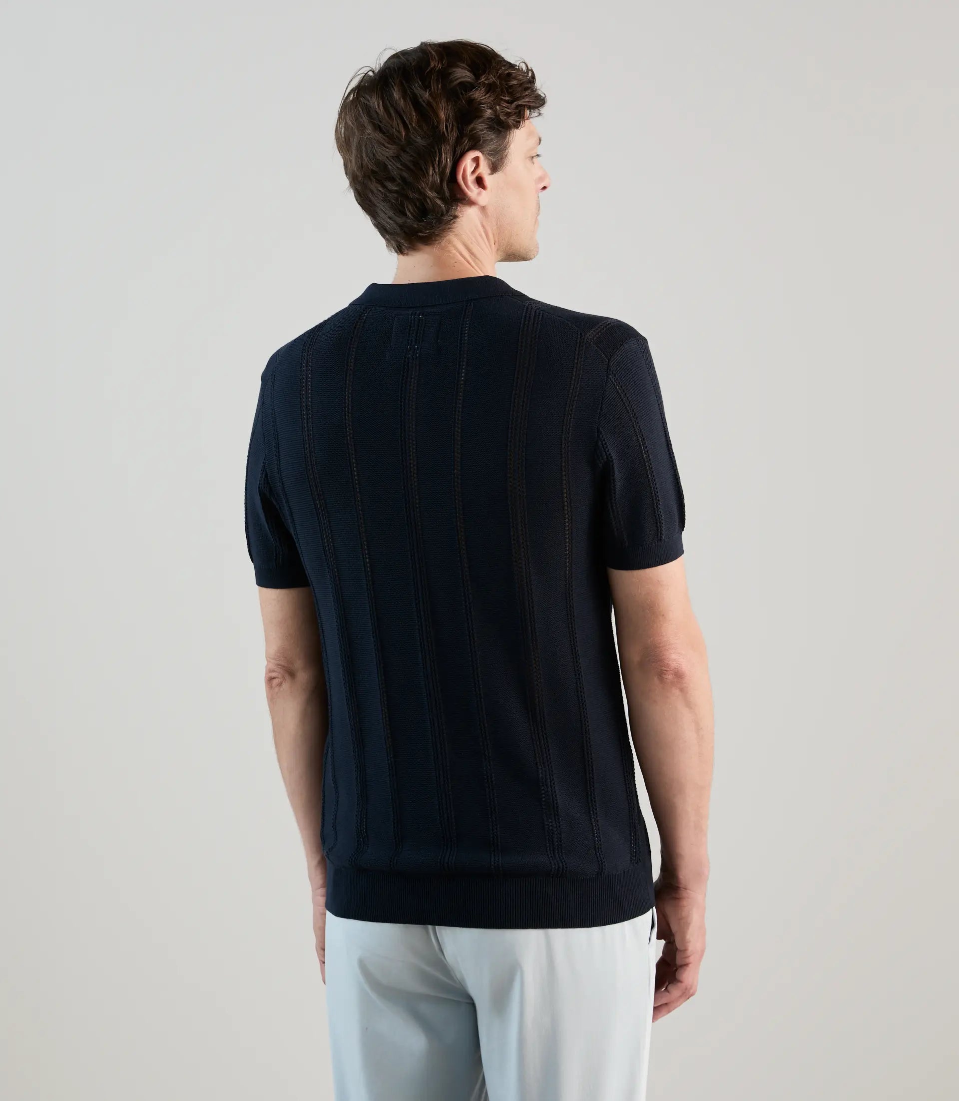 Polo en maille semi - ajouré marine - IZAC