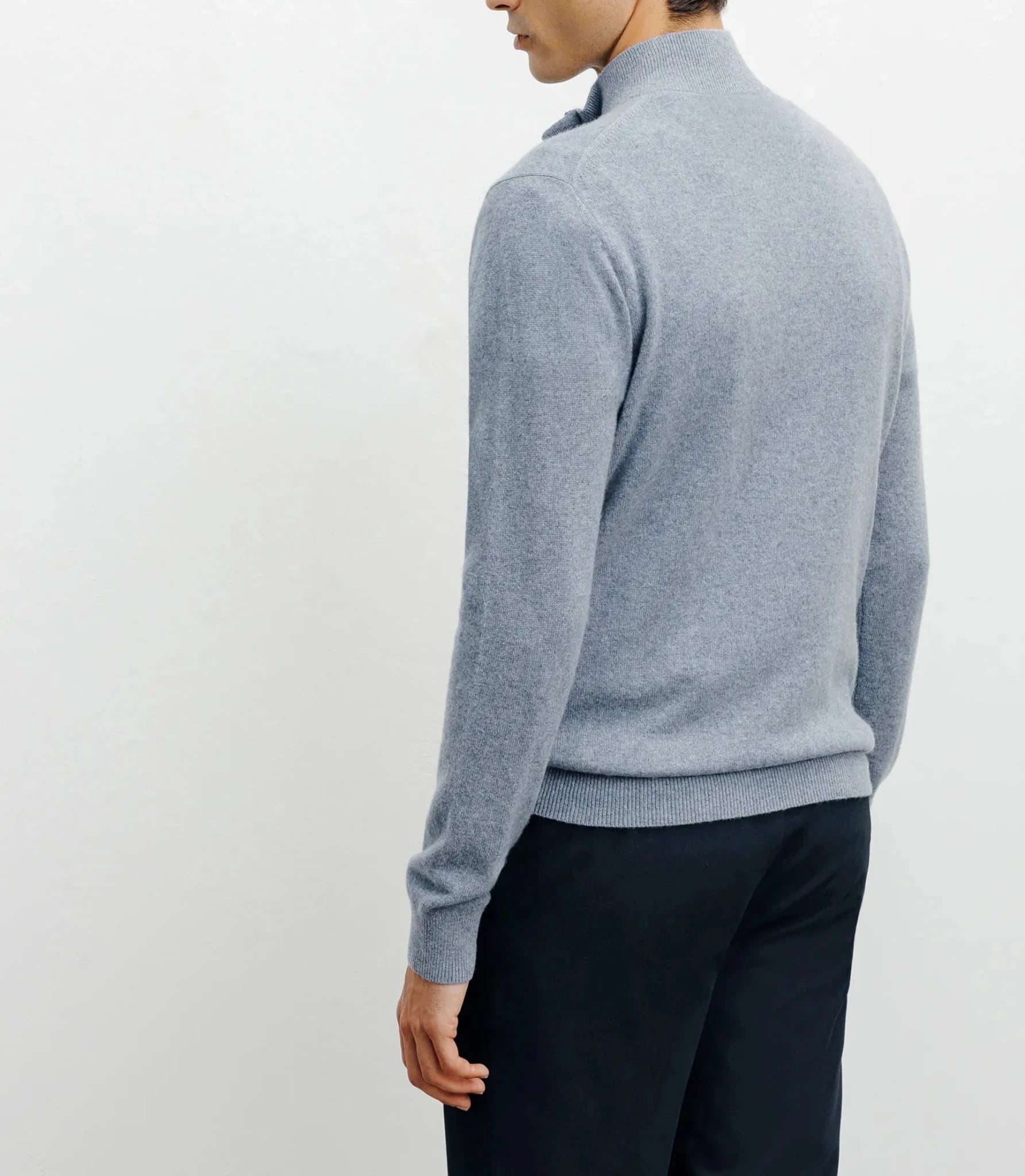 Pull col montant 100% cachemire indigo