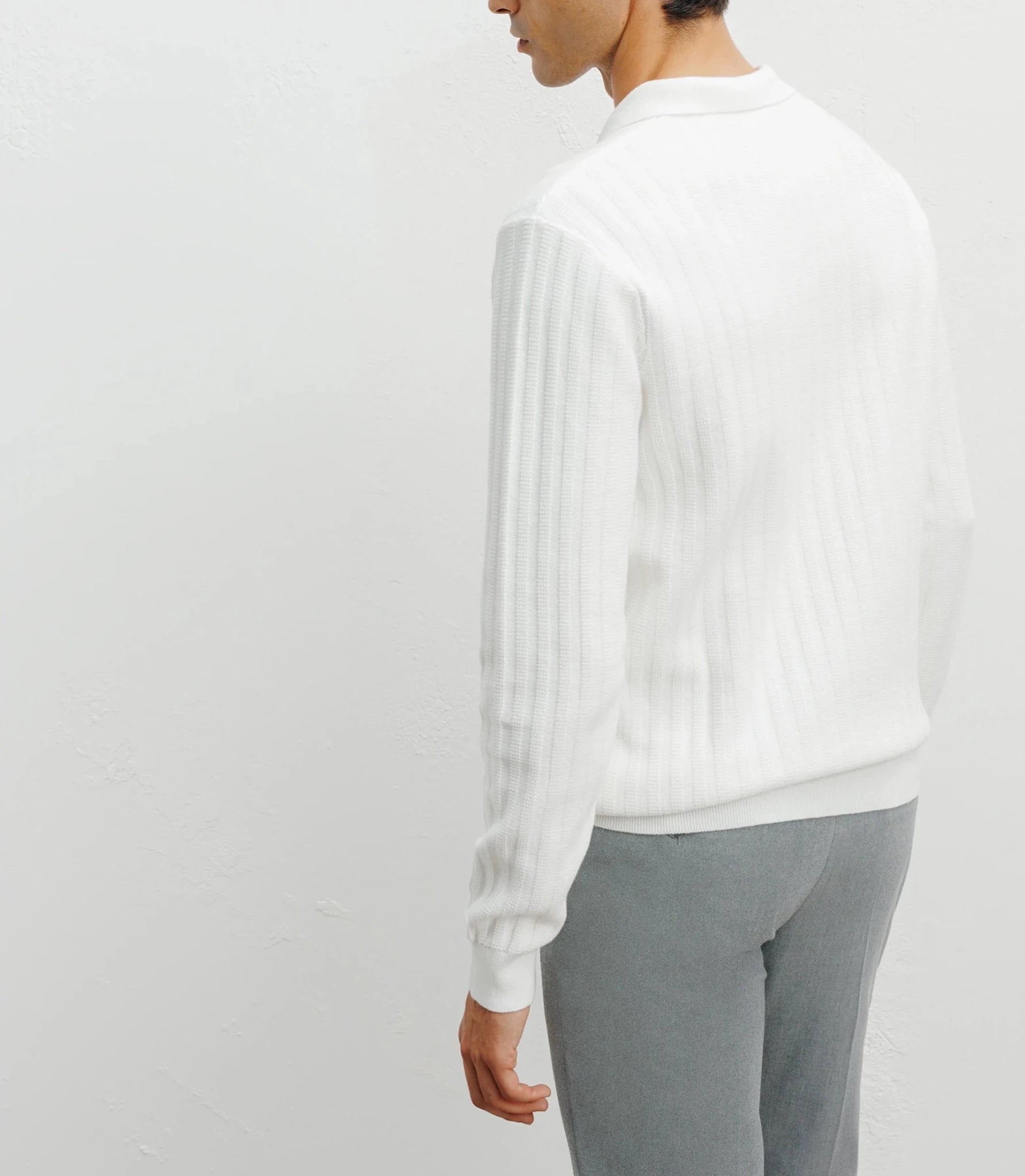 Open polo neck sweater with ecru dots