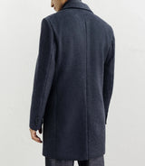 City coat with removable trim, denim blue