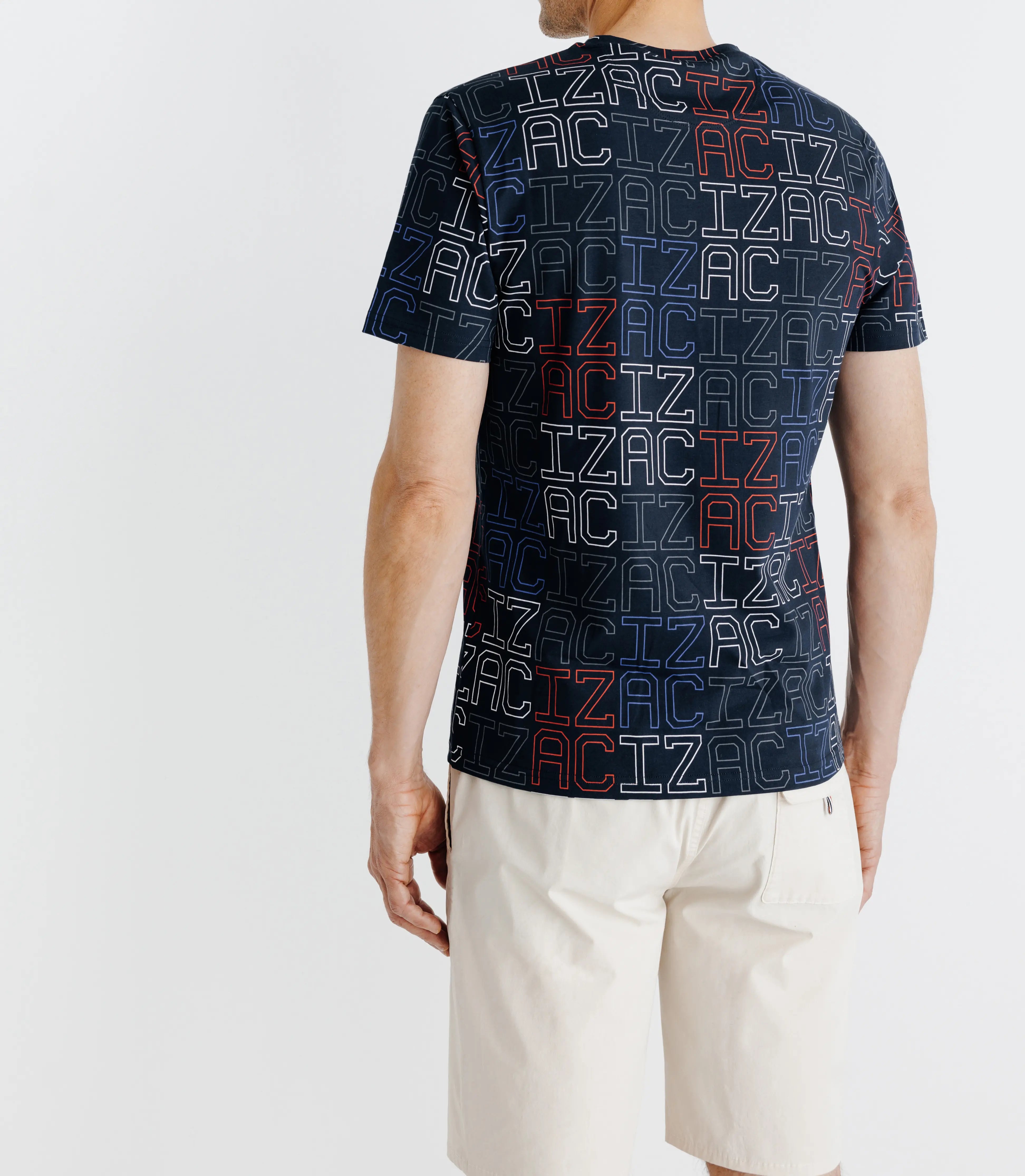 T-shirt à motifs manches courtes marine - IZAC