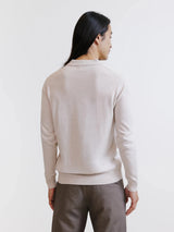 Pull col polo en laine mérinos beige clair