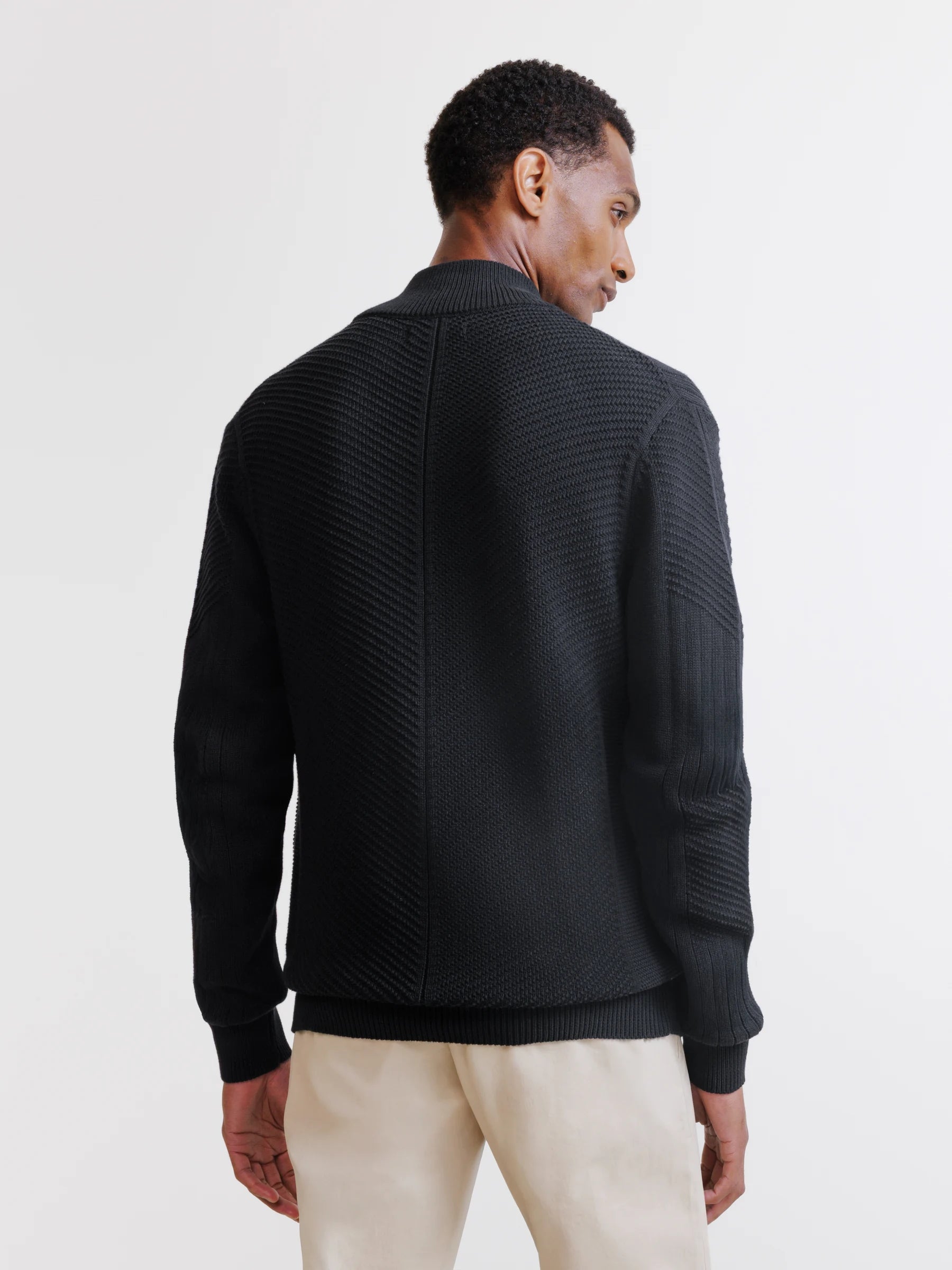 Black zipped cardigan with textured knit