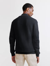 Black zipped cardigan with textured knit