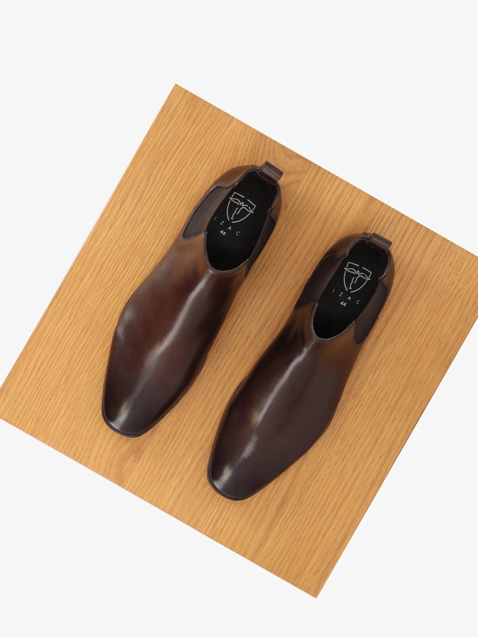 Bottine chelsea en cuir lisse marron - IZAC