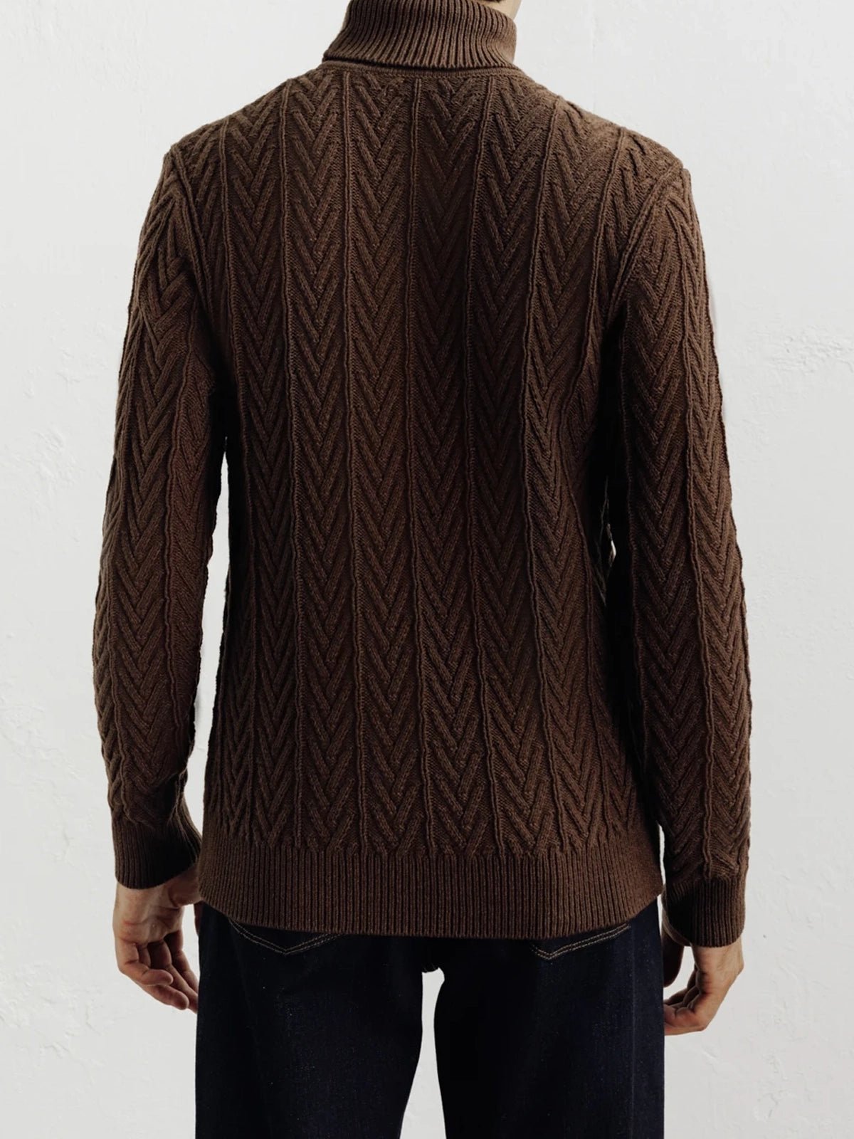 Pull col roulé torsadé chocolat