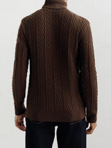 Pull col roulé torsadé chocolat