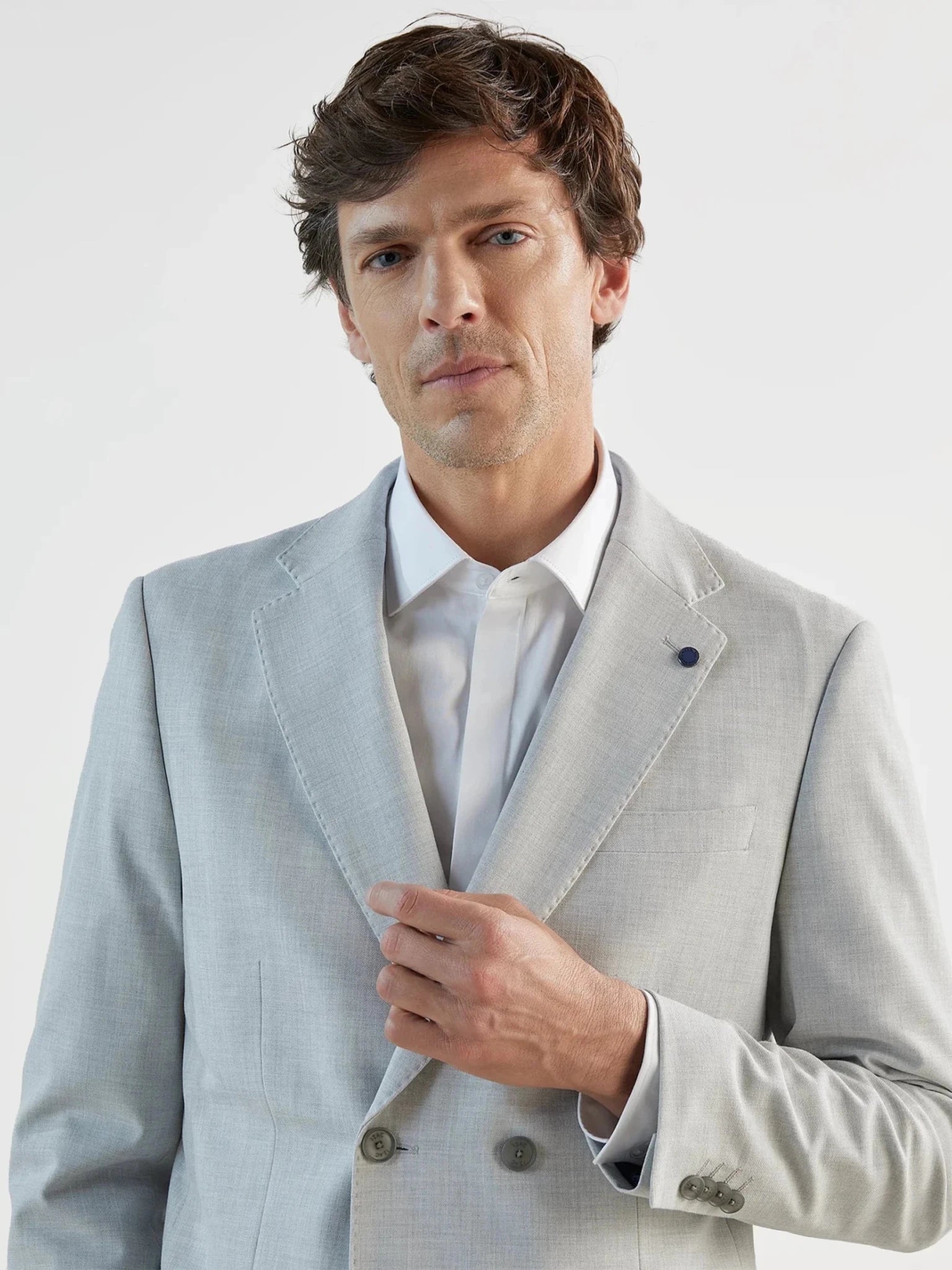 Costume croisé gris clair - IZAC