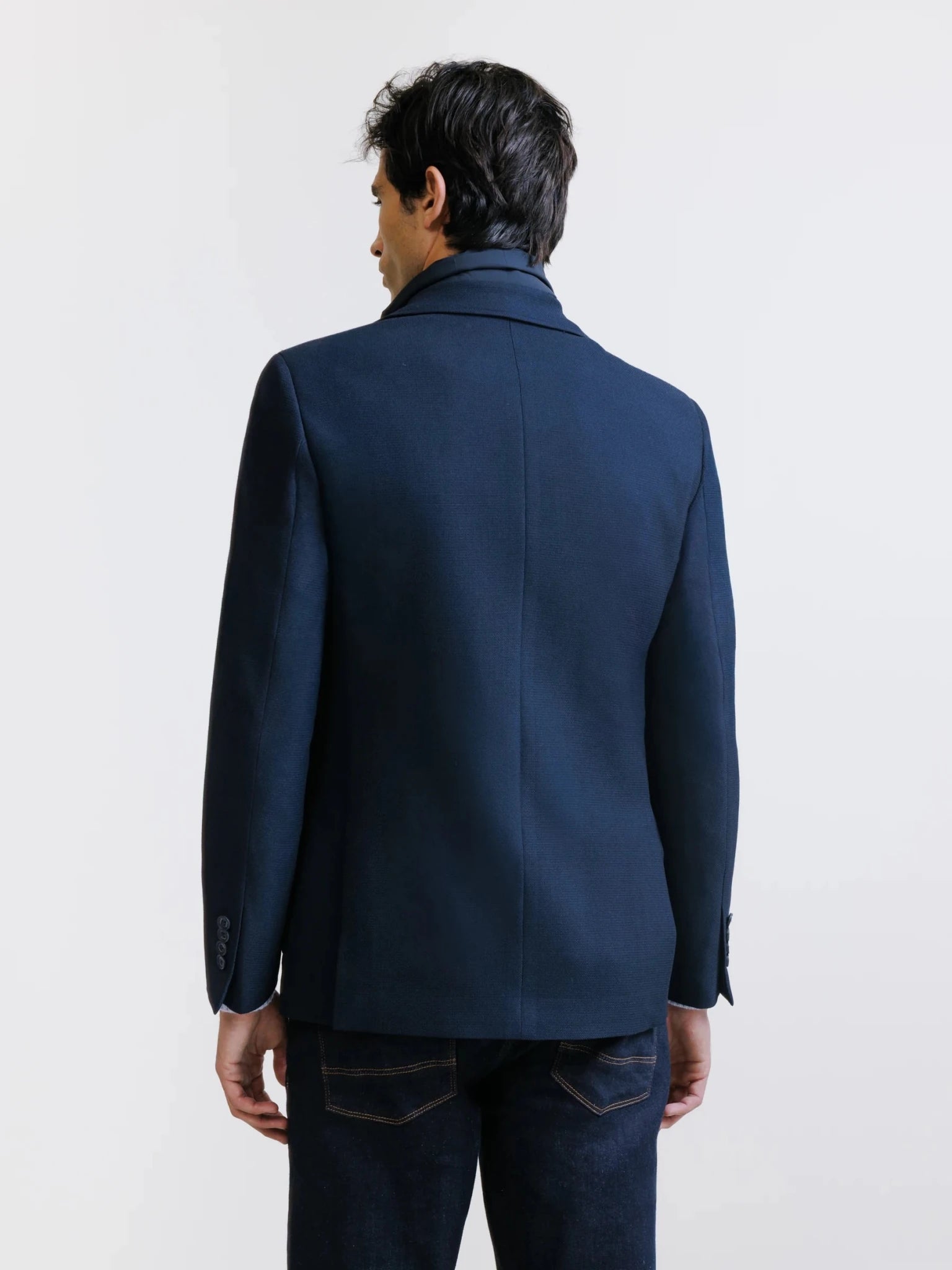Veste en tissu armuré marine - IZAC