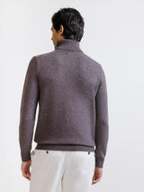 Pull en laine col roulé marron